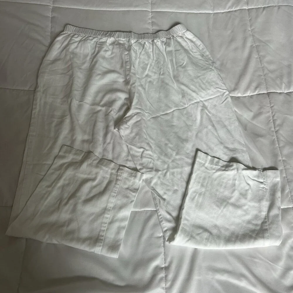 Vintage Kaua’iana Hawaii Womens White Beach Pants Pockets Soft Stretch Rayon‎